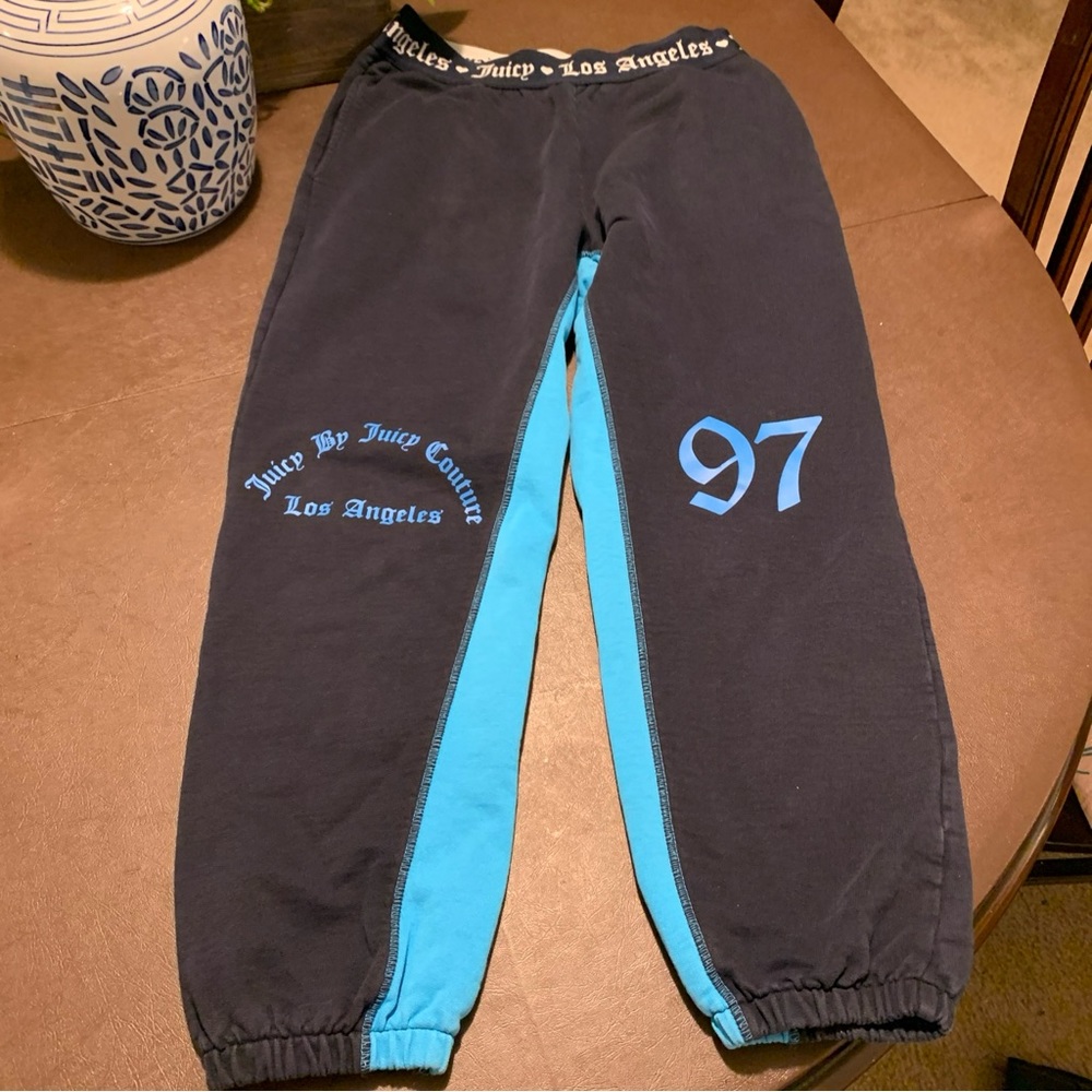 Juicy by Juicy Couture Joggers Sweat Pants Los Angeles Logo Blue Sz M